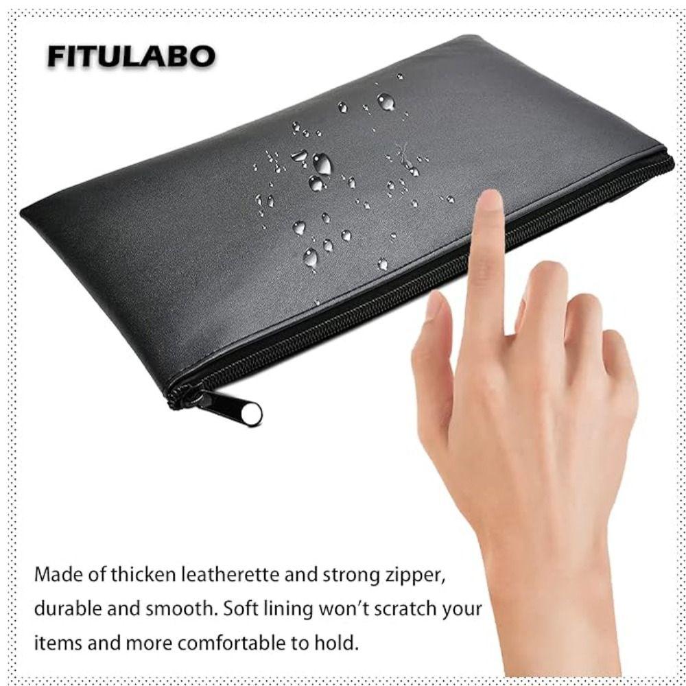 Small Compact Pu Bill Bag PU Leather Money Pouch Travel Cash Deposit Bag  Office Products