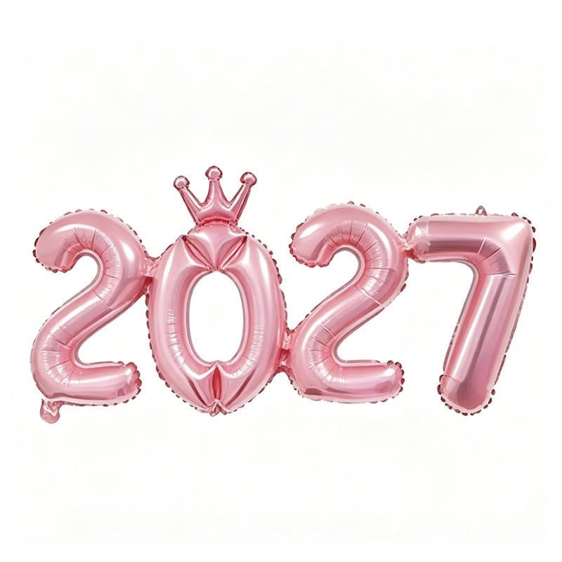 2027 Conjoined Foil Balloons Multicolor Number Design for New Year Party Graduation Ceremony Decoration
