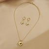 European and American New Peach Heart Necklace Set Jewelry Set Love Necklace Set Necklace Earrings Two-piece Set