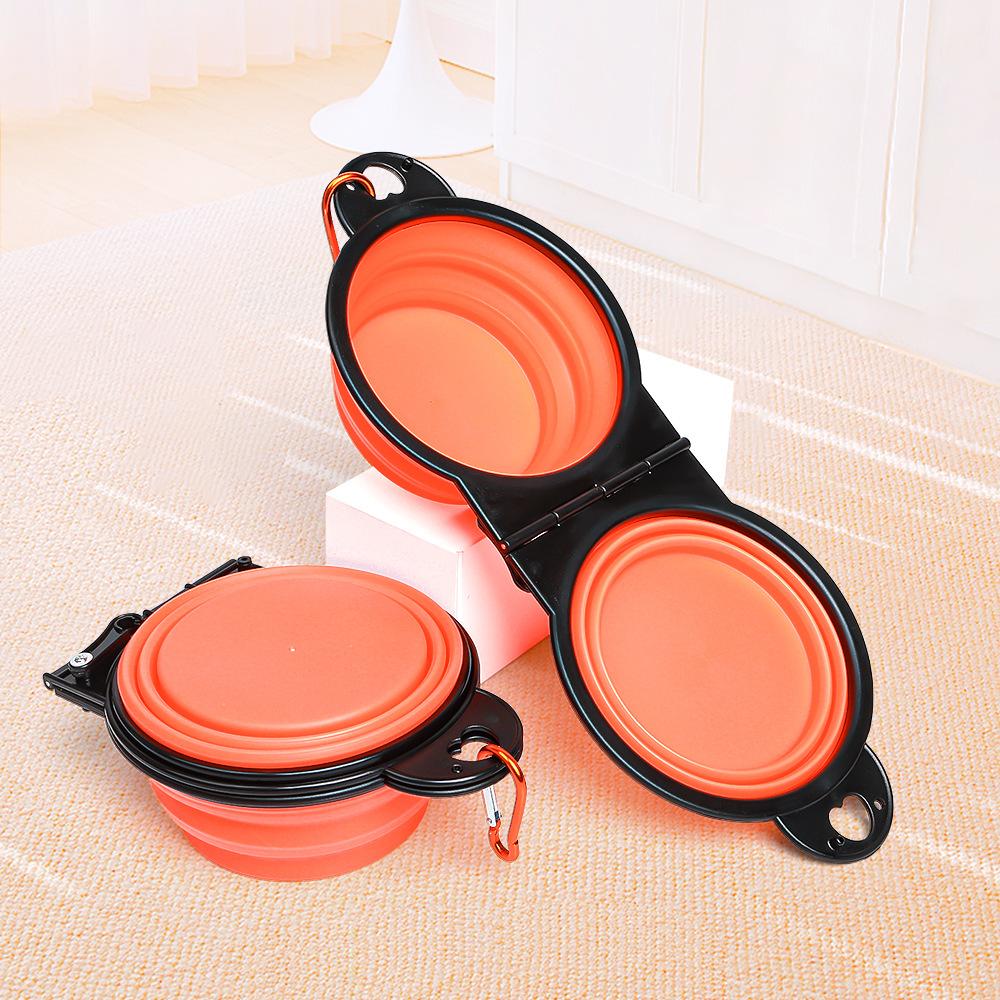 Pet Folding 350ml Small Bowl Double Bowl Outdoor Portable Multifunctional Pet Bowl Dog Bowl Cat