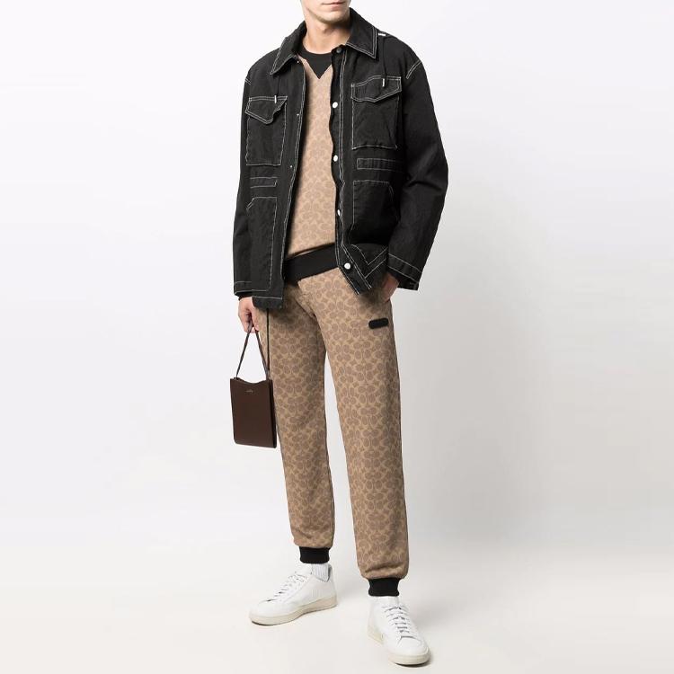 Coach Logo Print Round Neck Pullover Sweatshirt Men sweatshirt Brown C5760-RYU