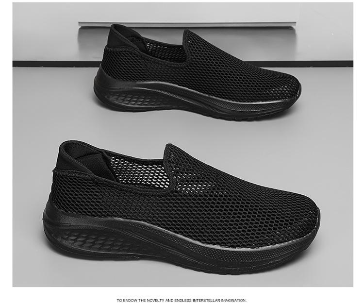 Herrskor, extra stora, sommar, mesh, slip-on sneakers, storlekar 46-48, svarta