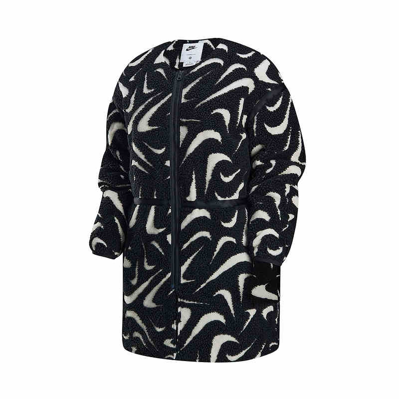 

Nike Casual Loose Plush Jacket Women Jackets Black White FV8026-010 XL