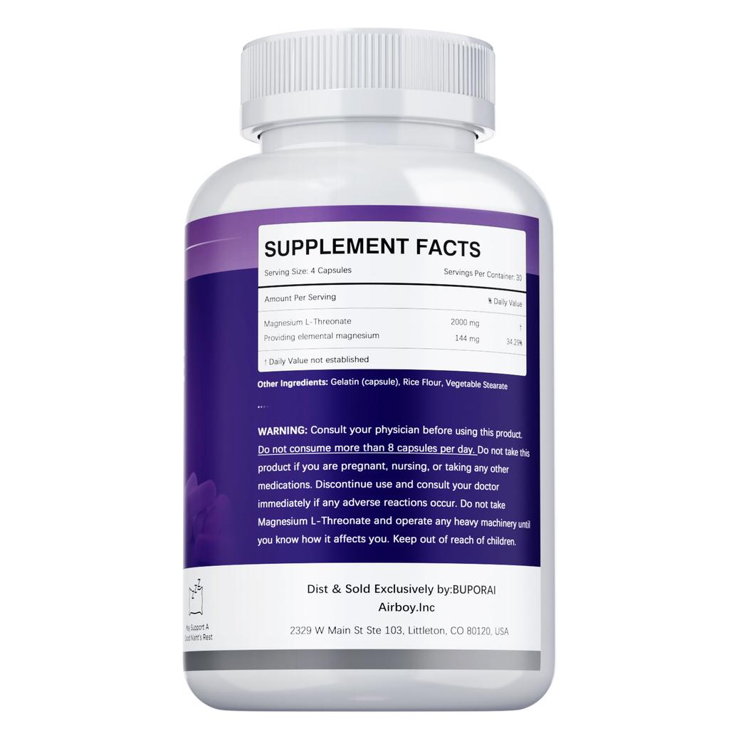 Buporui High-Absorption Magnesium Dietary Supplement, L-Threonine Magnesium, Supporting Daily Well-being and Cognitive Nutrition