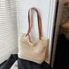 Hollow Woven Bag Women's Summer Leisure Lazy Wind Large Capacity Tote Bag Seaside Vacation Shoulder Beach Bag