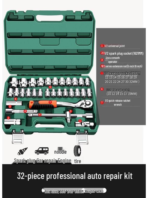 Green Forest 32-Piece Multifunction Wrench Set CN plug (adapter included)