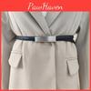 Elegant Female Leather Waist Belt With Stitching And Pin Closure For Casual Looks