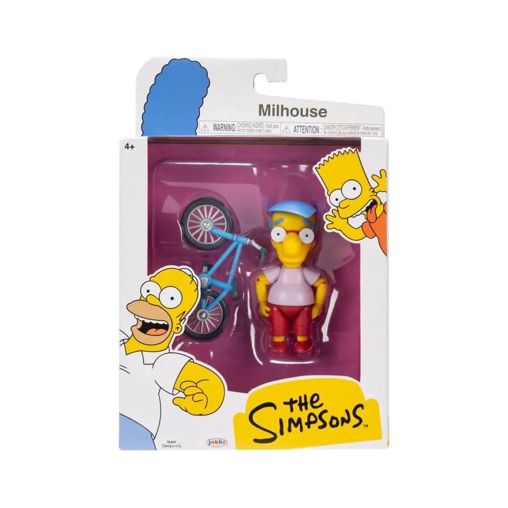 Simpsons Milhouse 5-Inch Action Figure with Bicycle Wave #3 Collectible Toy