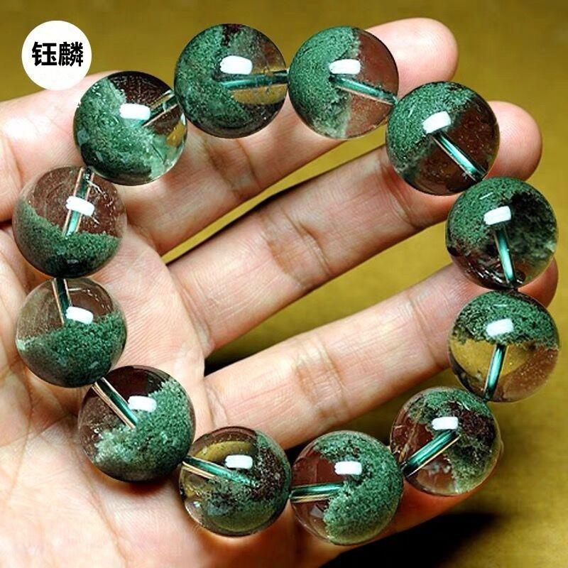 Natural Crystal Green Ghost Bracelet Women's Melaleuca Mountain Cornucopia Green Ghost Bracelet Men's and Women's Couple Bracelet Gift