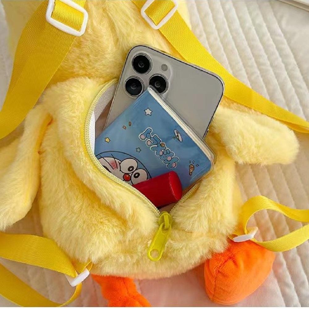 33cm Little Yellow Duck Plush Backpack Kawaii Stuffed Animal Duck Bag Cartoon Cute Soft Schoolbag Girls Children's Day Gifts