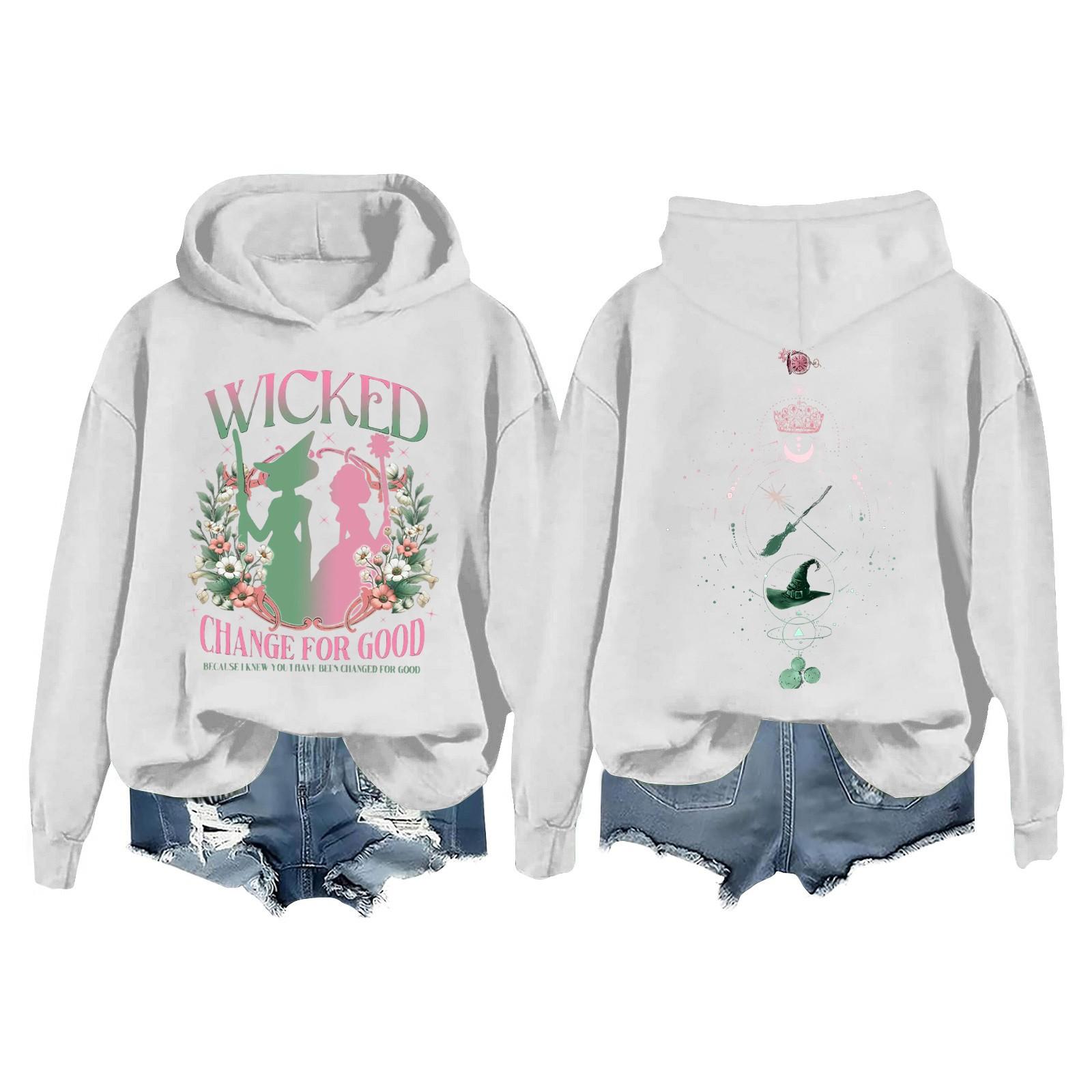 

Жіночий повсякденний пуловер з довгим рукавом і толстовка з принтом Bad Witch XL білий