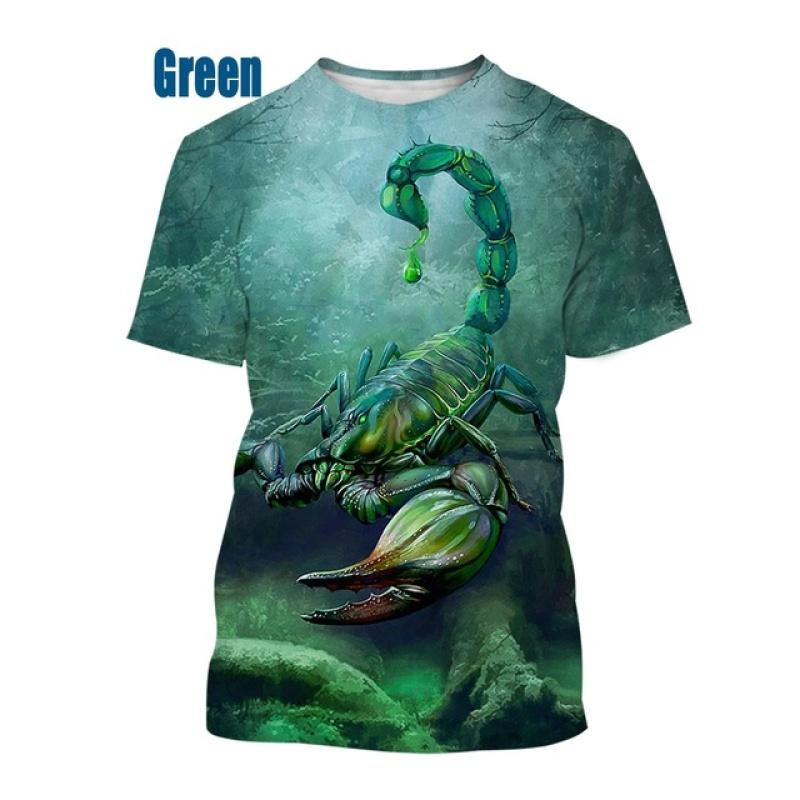 

Новые мужские модные топы, летняя футболка с коротким рукавом и 3D принтом «Скорпион» 4XL