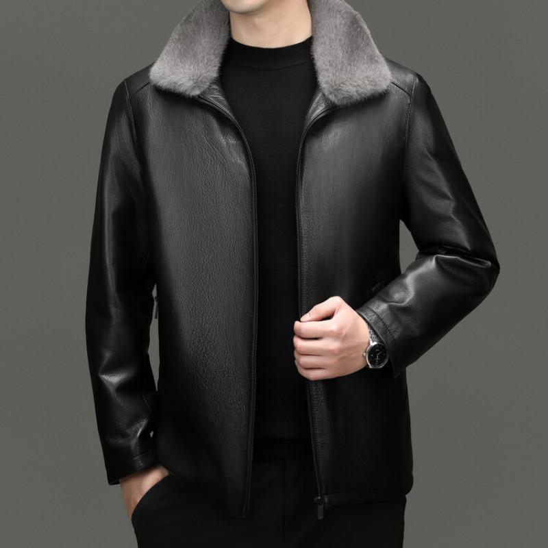 

Зимняя куртка из козьей кожи, кожаная куртка, мужская куртка, съемная норковая подкладка, куртка из кожи высшего качества, кожаная водонепроницаемая куртка 58 чёрный