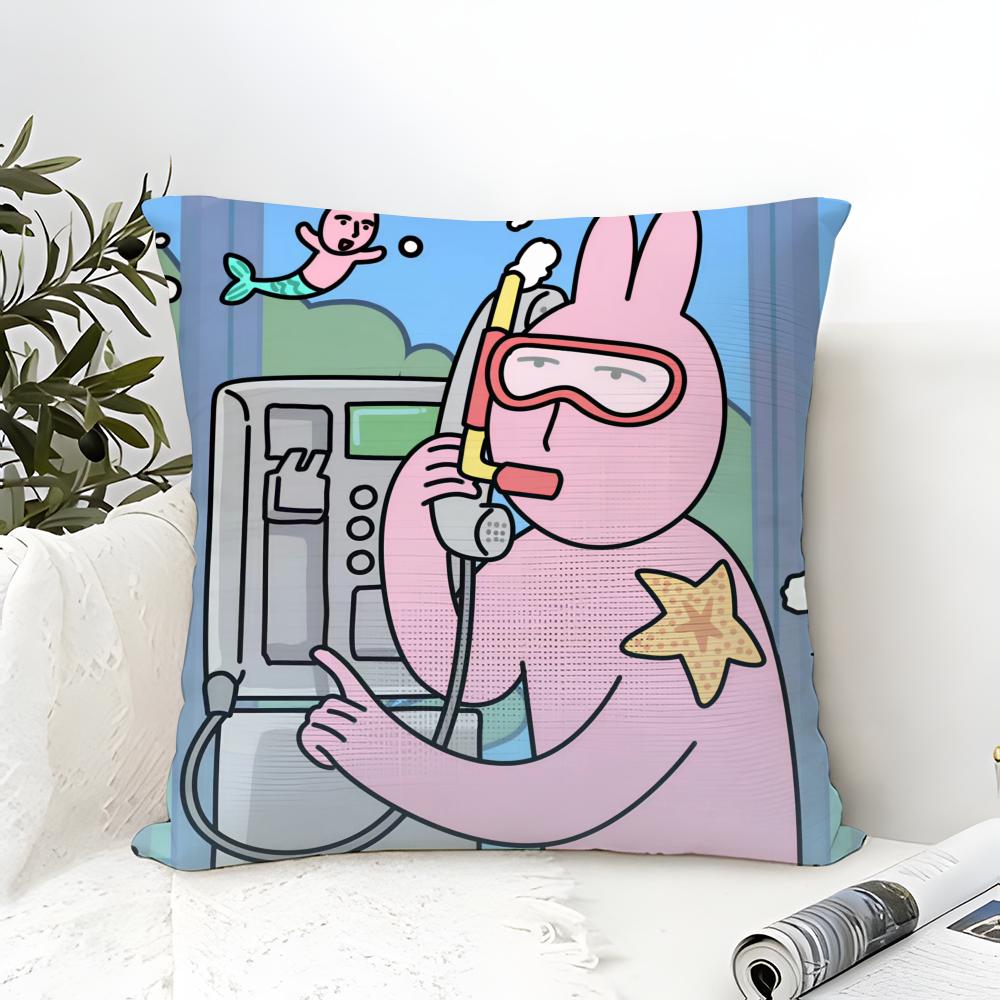 Cartoon Pink Funny Rabbit Friends Pillow Case linen pillow case sofa home decor cushion cover cushion cove