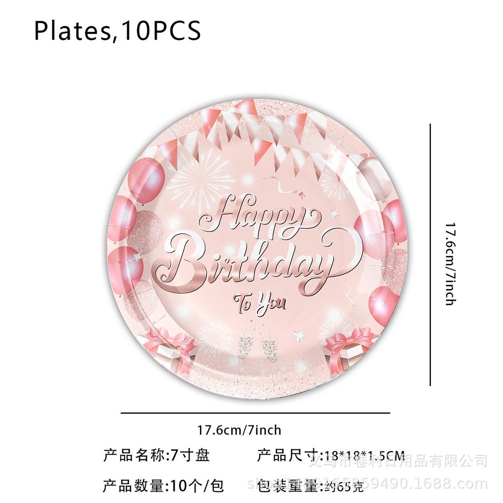 Pink Birthday Party Supplies Diamond Themed Paper Plates Paper Cups Banners Tissue Tablecloths Tableware Decorating Party
