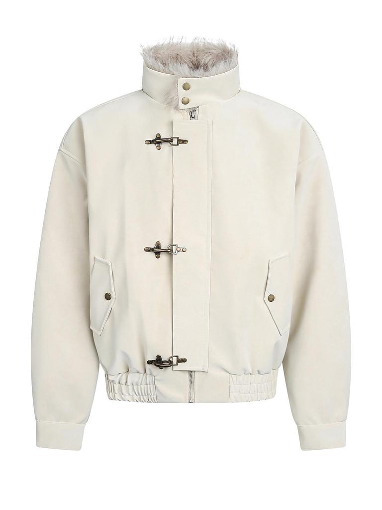 Harrington Men's Winter Velvet-Lined Eagle Cotton Jacket with Stand-Up Collar and Lux Leather Accents