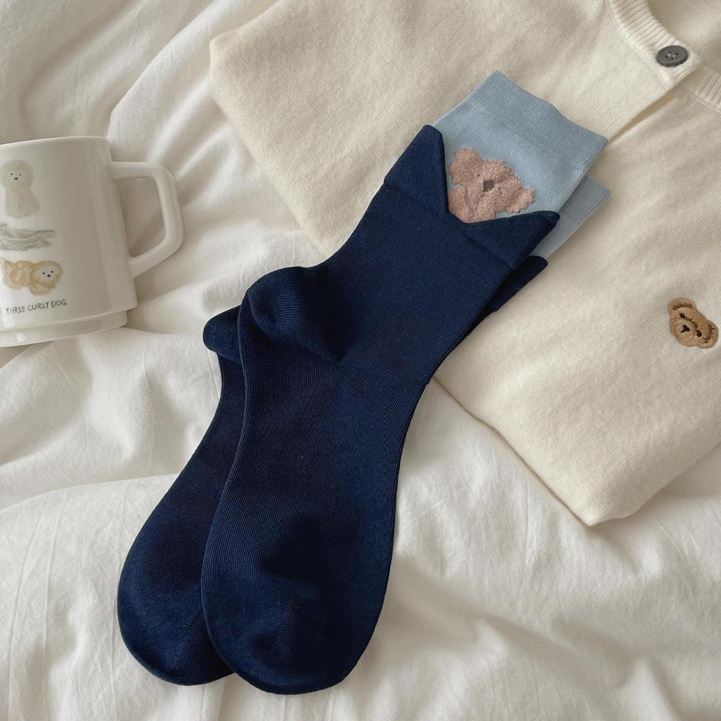 Women Socks Cartoon Cat Dog Japanese Kawaii Cute Middle Tube Socks Women Autumn and Winter Retro Long Socks