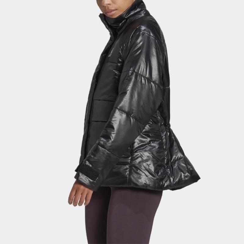 adidas Lockere Winddichte Warme Sport-Baumwolljacke mit Stehkragen für Damen Jacken Schwarz FT2549