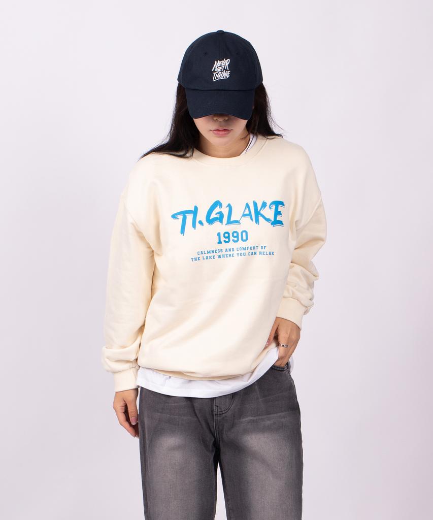 TI.GLAKE 1990 Oversized French Terry Sweatshirt Cream