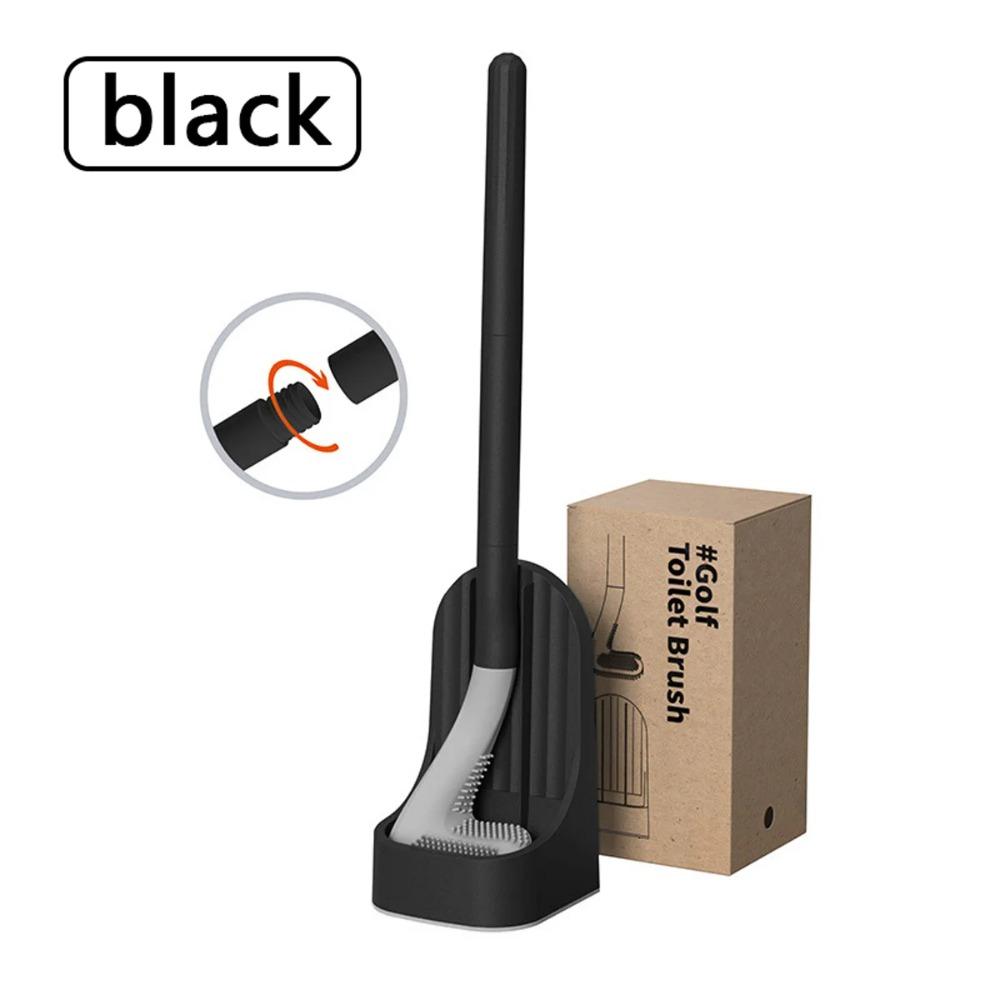 

Wall Mounted Toilet Brush Set with Base Quick Drainage All Round Cleaning Soft Rubber Silicone Toilet Brush Head Accessories
