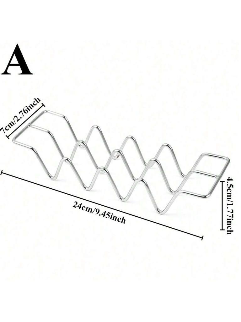 W-Shaped Stainless Steel Taco and Tortilla Holder with Sauce Cup Multifunctional Serveware for Tacos Burritos Potato Chips