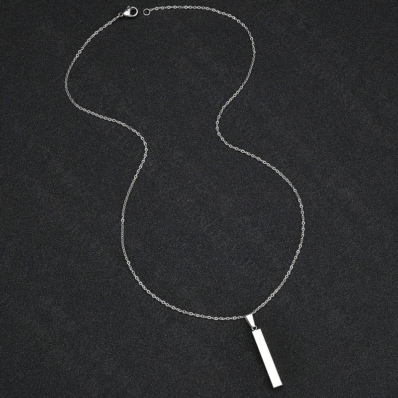 Creative Stainless Steel Rectangular Pendant Necklace for Couples