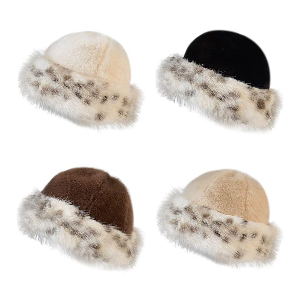 Windproof Plush Fisherman Hat Keep Warm Ear Protection Cap Fashion Faux Fur Bucket Hat  Winter
