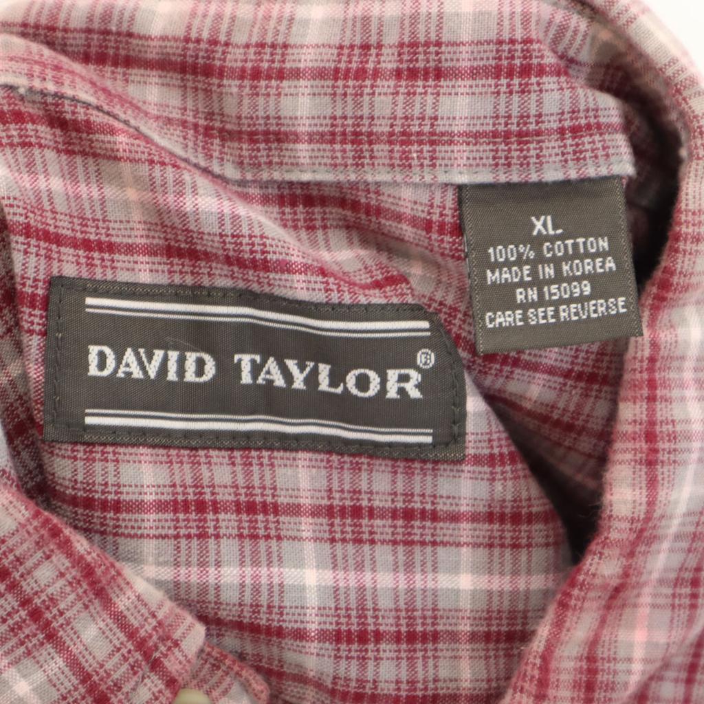 DAVID TAYLOR Check Pattern Short sleeve Button down shirt XL Red series Men's Used