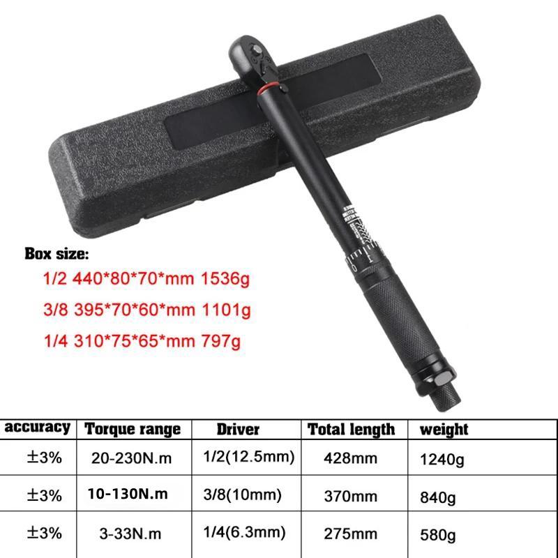 Torque Wrench 1/2'' 3/8'' 1/4'' Square Drive Bicycle Torques Key Two-way Ratchet Car Bike Automotive Hand Tool