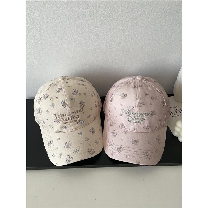 Small Fresh Embroidery Letter Floral Baseball Cap Female Early Spring Cute Age Reducing Sweet Cap