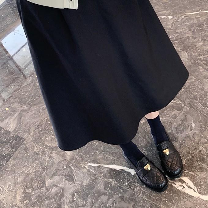 Sheepskin Small Fragrant Style Love Diamond Leather Platform Loafers Women's One-pedal Lazy with Skirt College Small Leather Shoes