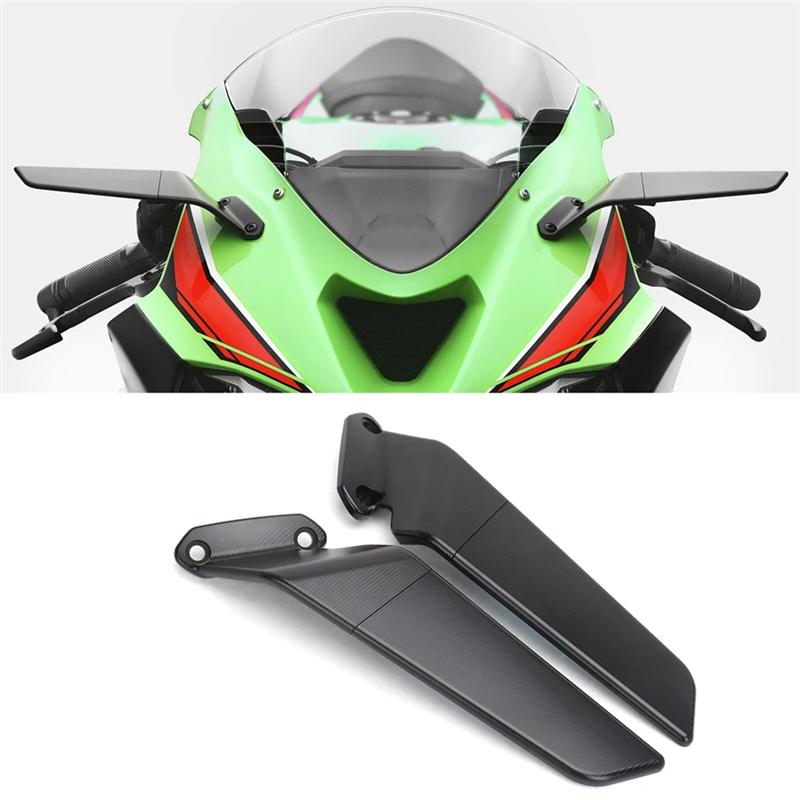 Motorcycle Mirror Blue Anti-Glare Wind Wing Rotating Rearview Mirror Kit For Kawasaki NINJA 636 ZX-6R ZX6R -2024