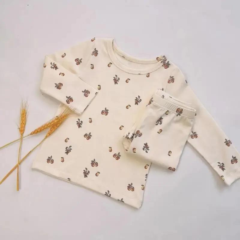 Children's Pure Cotton Sleep Set-Cartoon Floral Boys Girls Pajamas Soft Kids Lounge Wear Suit Comfortable Sleepwear Size 80-120