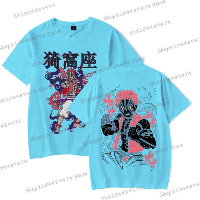 Akaza Anime Demon Slayer T Shirt Men Fashion Harajuku Short Sleeve T-shirt Vintage Kimetsu No Yaiba Comic Female Male Tops