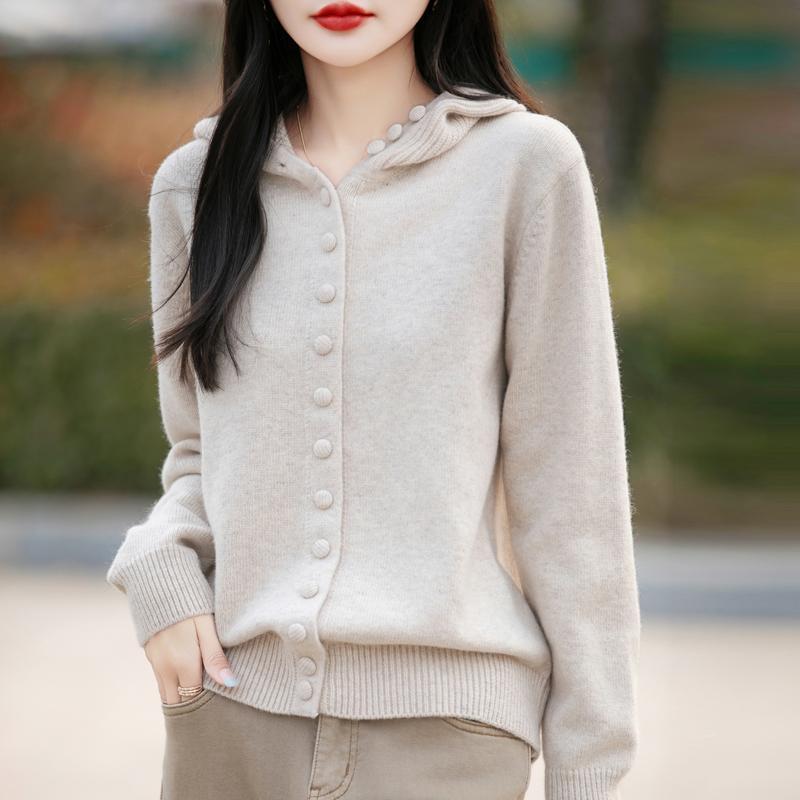 Hooded Sweater Coat for Women Autumn and Winter Loose and Thick Knitted Cardigan Stylish Paired with Long-sleeved Knitted Coat