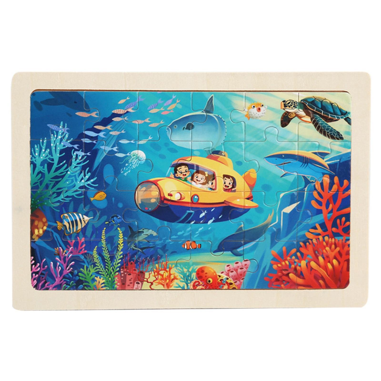 

Деревянный пазл из 24 деталей толщиной 0,5 см с мультяшным рисунком для раннего развития детей и игрушки-пазлы One Size