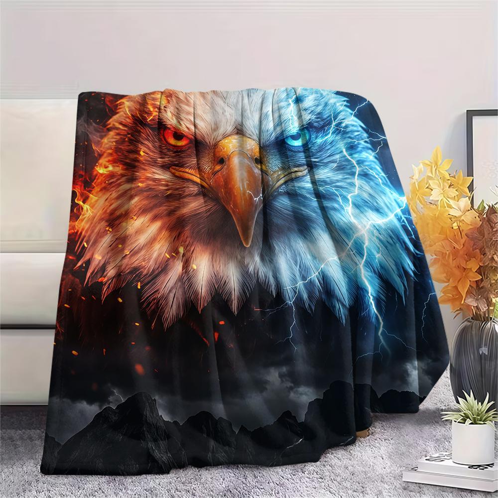 Red Blue Eagle Tiger Leopard Print Flannel Blanket,High quality Comfortable for All Seasons,Home Decor,Warmth and Comfort,Perfect for Christmas Gifts