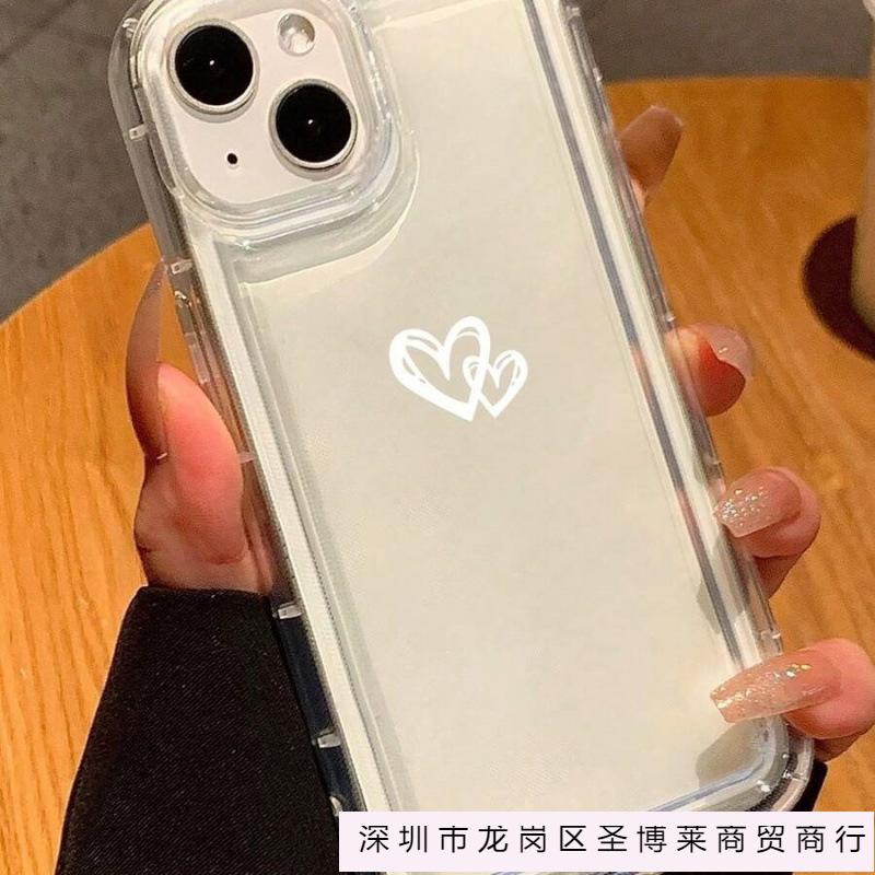 Simple line love is suitable for Apple 16promax mobile phone case 15plus14 transparent 13 airbag 12 explosions
