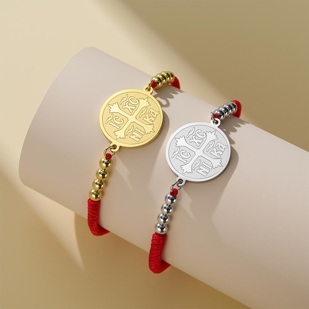 IC XC Punk Cross Seal Bracelets for Women Men Stainless Steel Orthodox Prayer Bracelet Christian Amulet Jewelry Gift