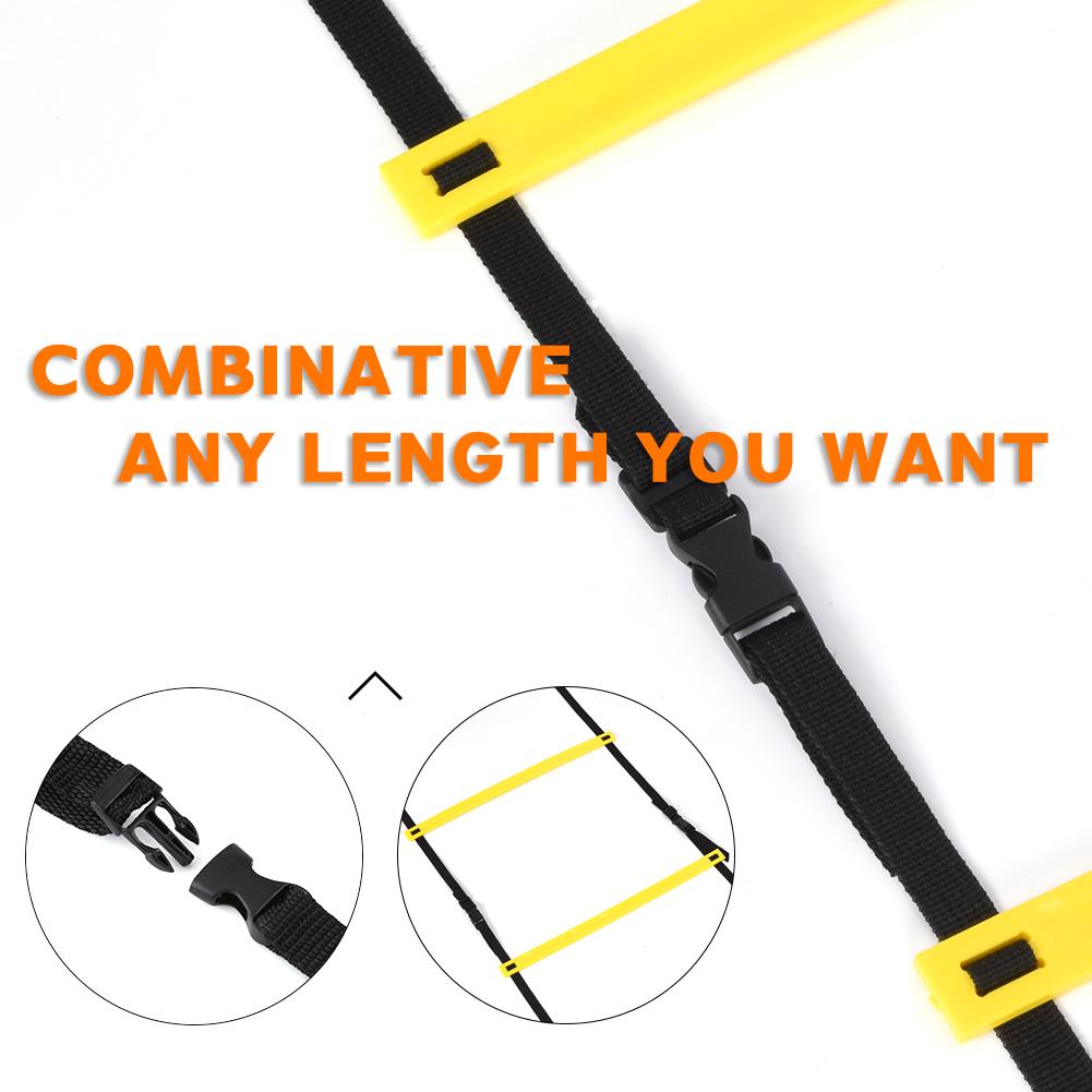 Kit Scară de Antrenament Viteză Agilitate 12 Trepte Plate Ajustabile și 10 Conuri (Galben portocaliu) pentru Fo