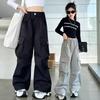 6-16 Years Kids Girls Loose Cargo Pants Multi-pocket Wide-leg Pants