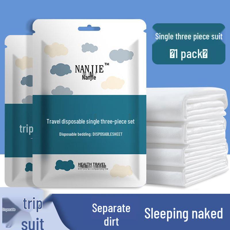 Hotel Disposable Four-Piece Bedding Set: Double-Thick Bed Sheets, Duvet Covers, and Pillowcases