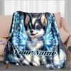 1PC Custom Name Fantasy Puppy Wings flannel blanket versatile,all-season throw suitable for the living room,bedroom,camping,travel,and gift