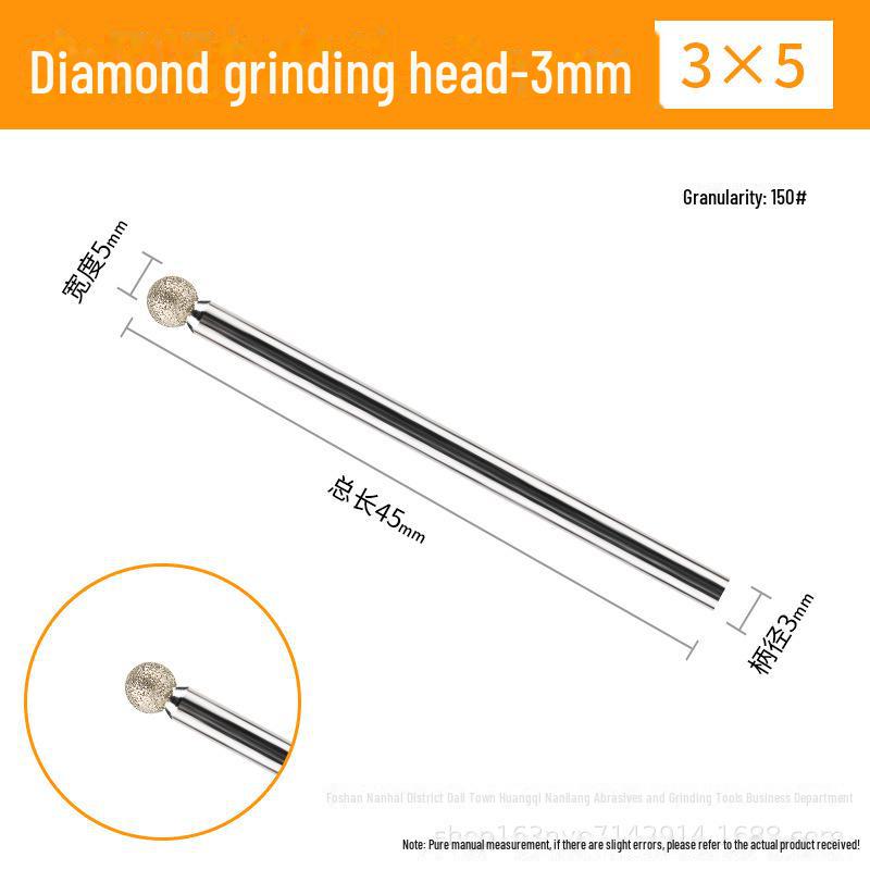 3mm Diamond Grinding Heads for Electric Grinder – Cylindrical, Bullet, Umbrella, Ball Shapes