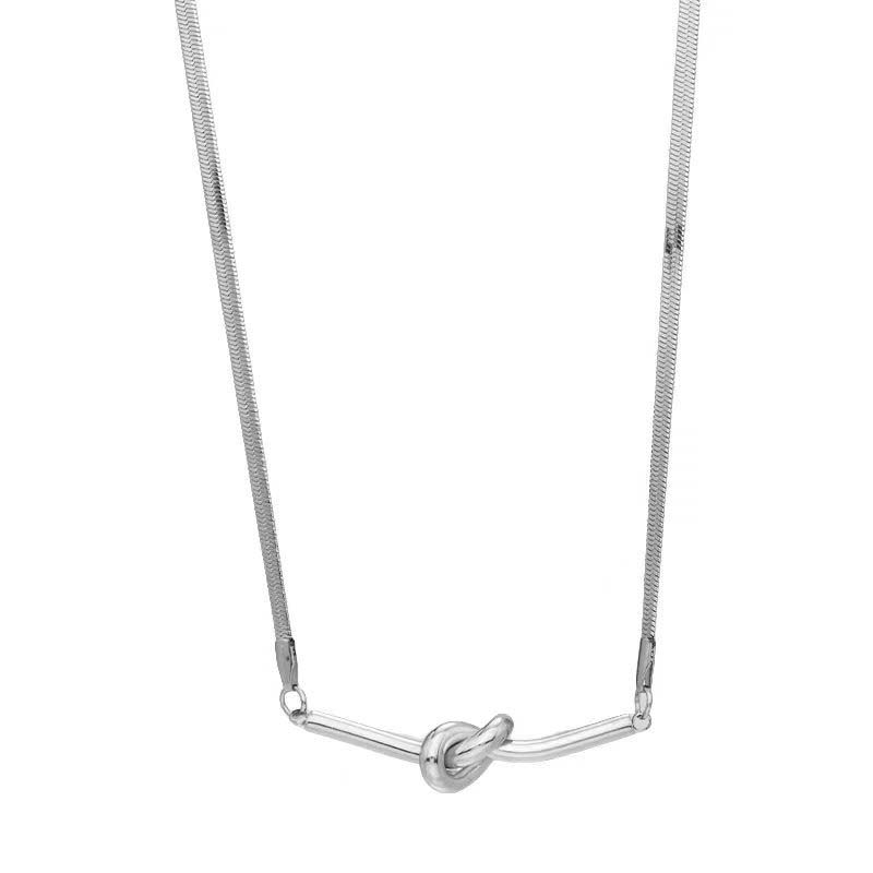 Collana Girocollo Nodo Colore Argento Gotico per Donne Uomini Punk Hip Hop Metal Giunzione Catena Ossa di Serpente Gioielli Regali