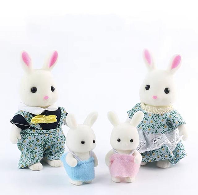 Non-Toxic Simulation Forest Rabbit Family Diy Playset Mini Rabbit Bear Figure Toy Dolls Kids Gifts