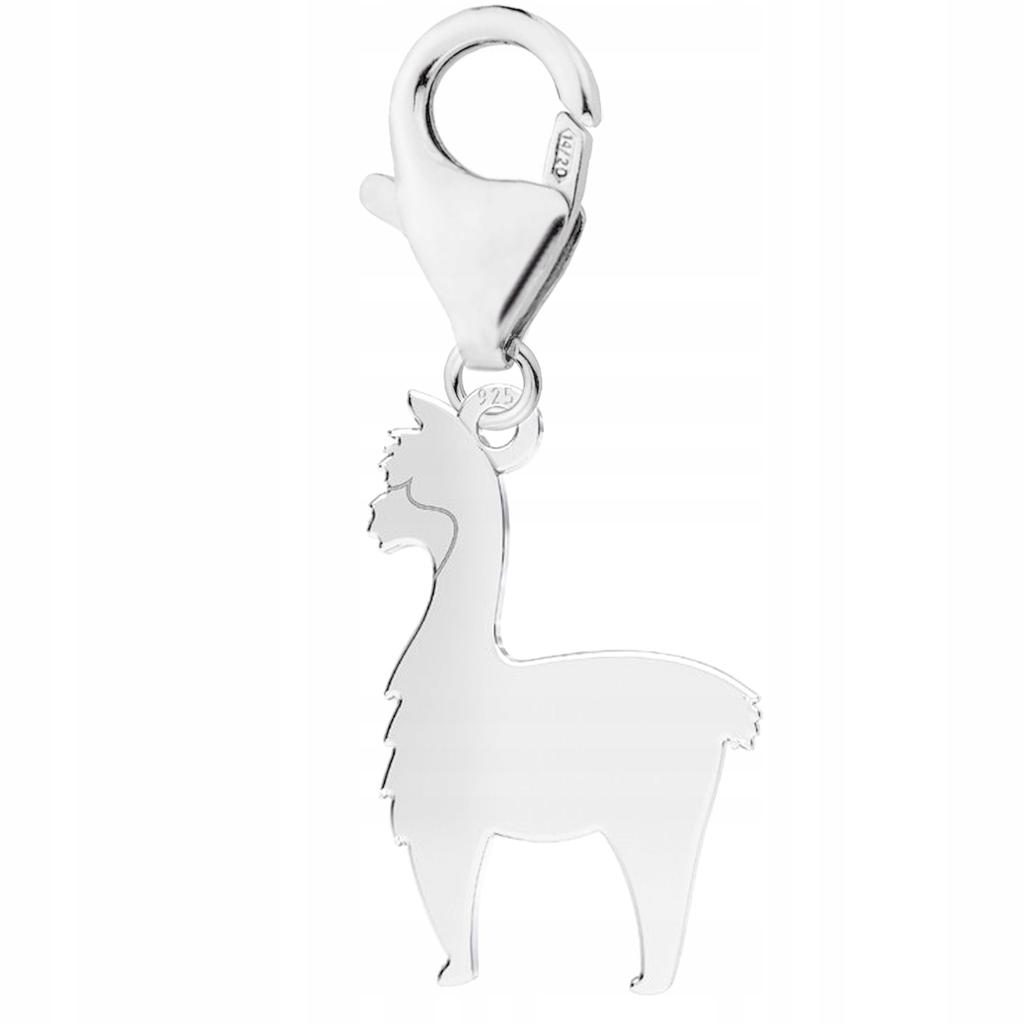 Silver Hanging Pendant Plate With Alpaca Llama Animal Nature 925 Silver