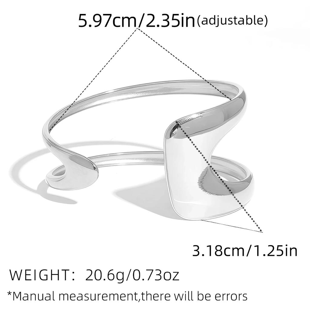 Minimalist 18K Gold Stainless Steel Modern Silver Stainless Steel Simple Double Layer Hollow Cuff Bangle Bracelet for Women