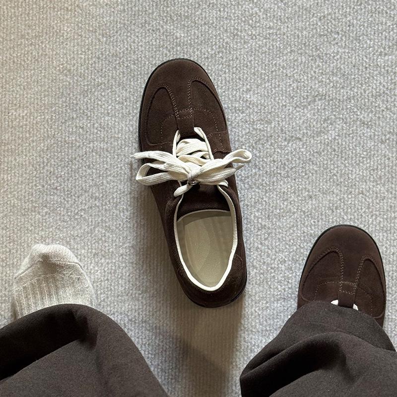 

Мужские ретро замшевые кеды для скейтбординга - Немецкие Тренеры, Британский Стиль, Вдохновленные Форрестом Гампом, Дерби с Круглым Носком. 38 коричневый