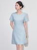 Diamond-Embellished Waist-Defining Linen Blend Dress - French Chic Women's Summer Style